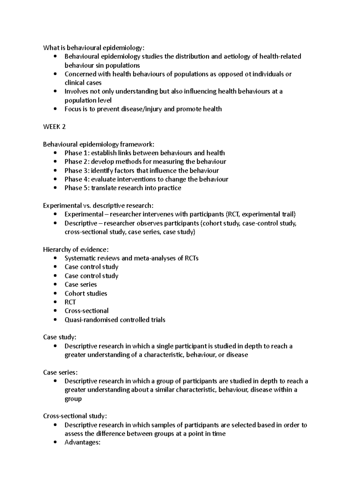 PUBH2004 LECS - What is behavioural epidemiology: Behavioural ...