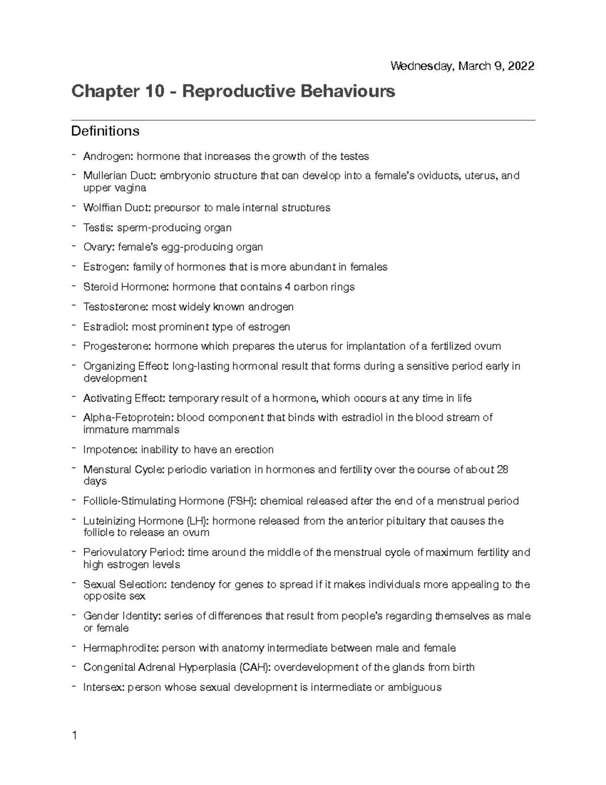Chapter 10 - reproductive behaviours - Chapter 10 - Reproductive ...