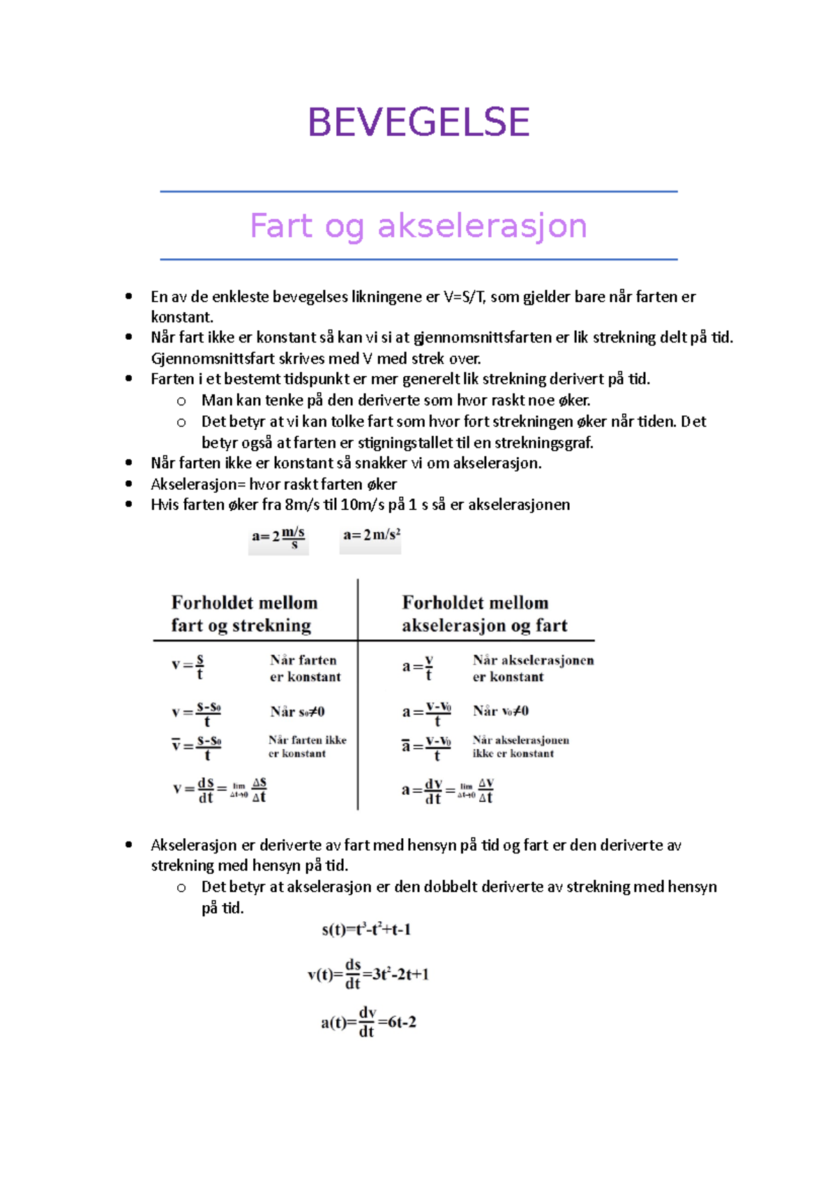 Bevegelse - BEVEGELSE Fart Og Akselerasjon En Av De Enkleste Bevegelses ...