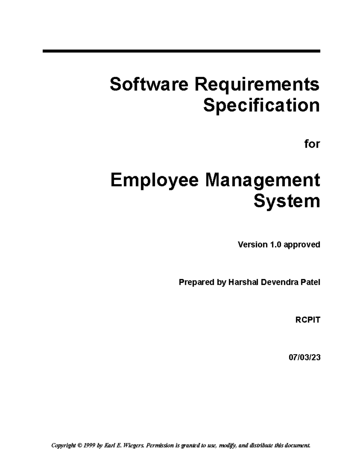 Srs employee Managemen Software Requirements Specification for