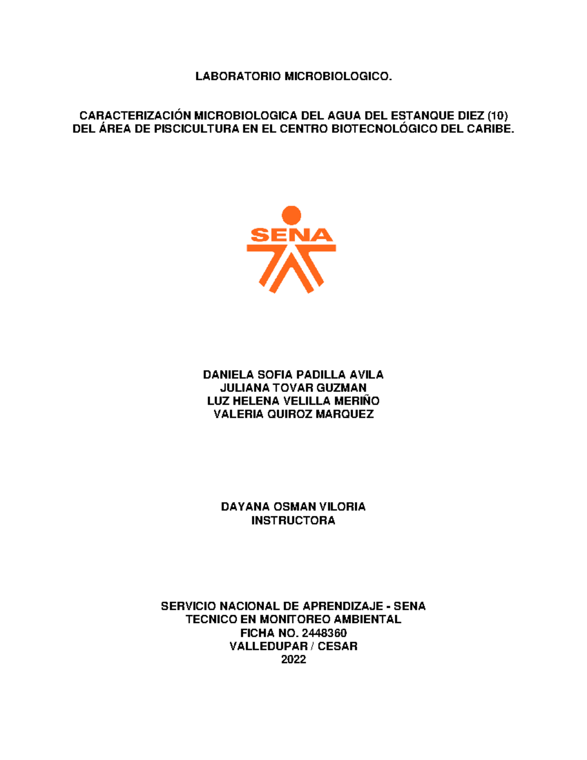Informe Microbiologico Plate Count LABORATORIO MICROBIOLOGICO