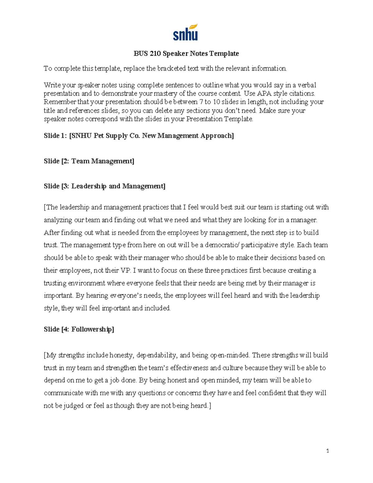 BUS 210 Speaker Notes Template - BUS 210 Speaker Notes Template To ...