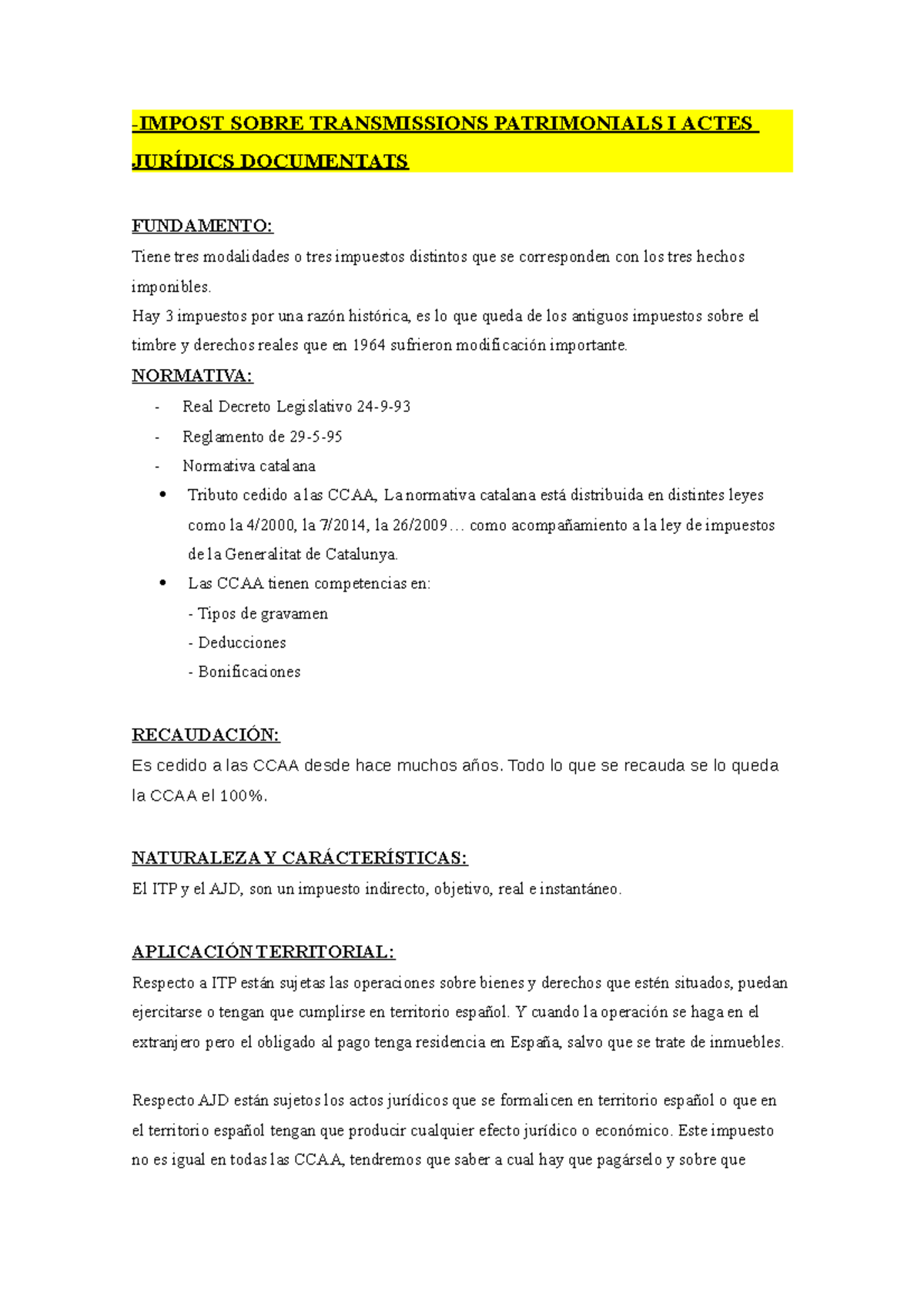 Impuesto sobre Transmisiones Patrimoniales y Onerosas IMPOST SOBRE