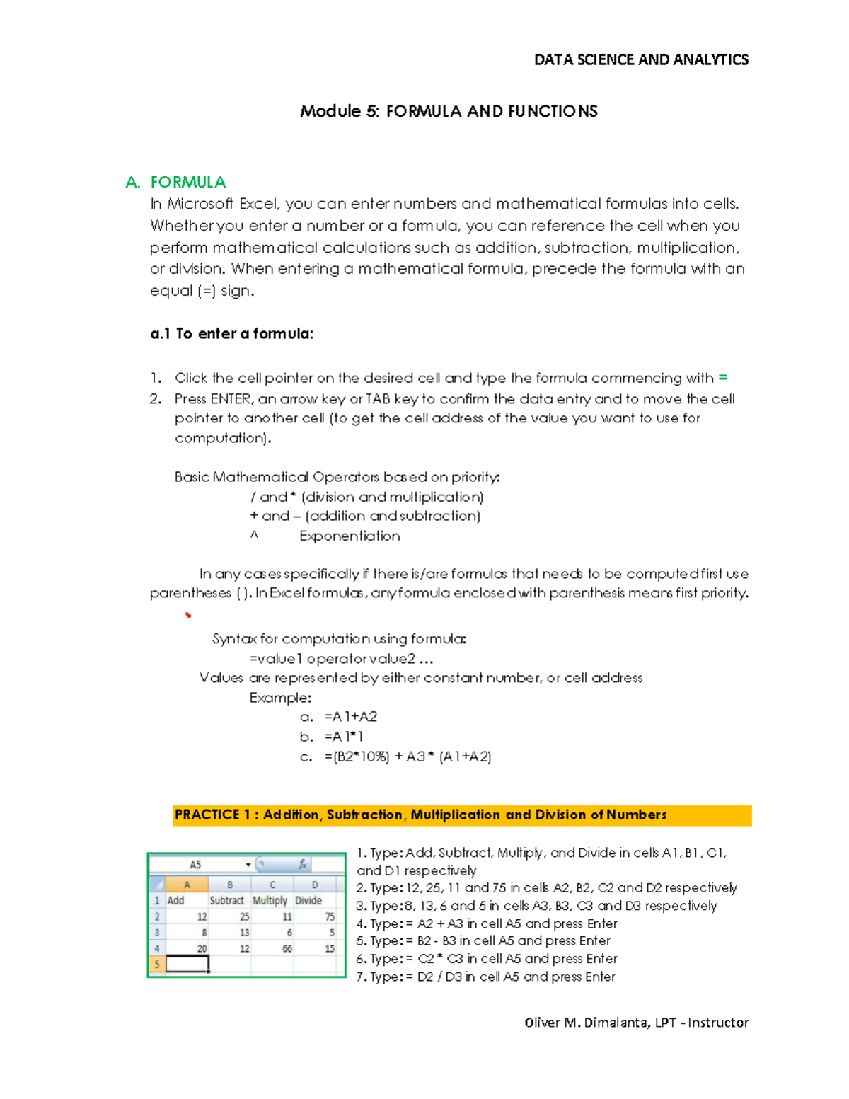 Module-5-Excel-Formulas-and-Functions - Module 5: FORMULA AND FUNCTIONS ...