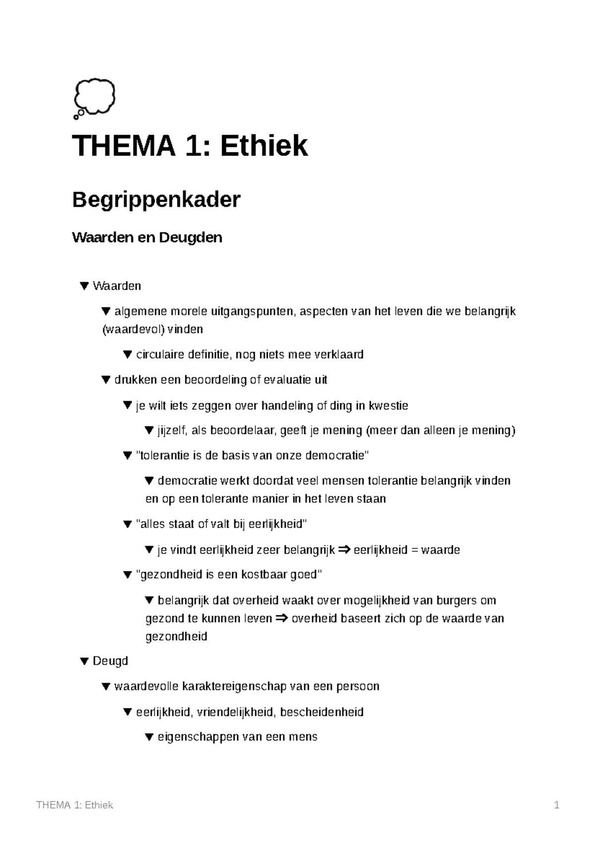 Thema 1- Ethiek - THEMA 1: Ethiek Begrippenkader Waarden en Deugden ...