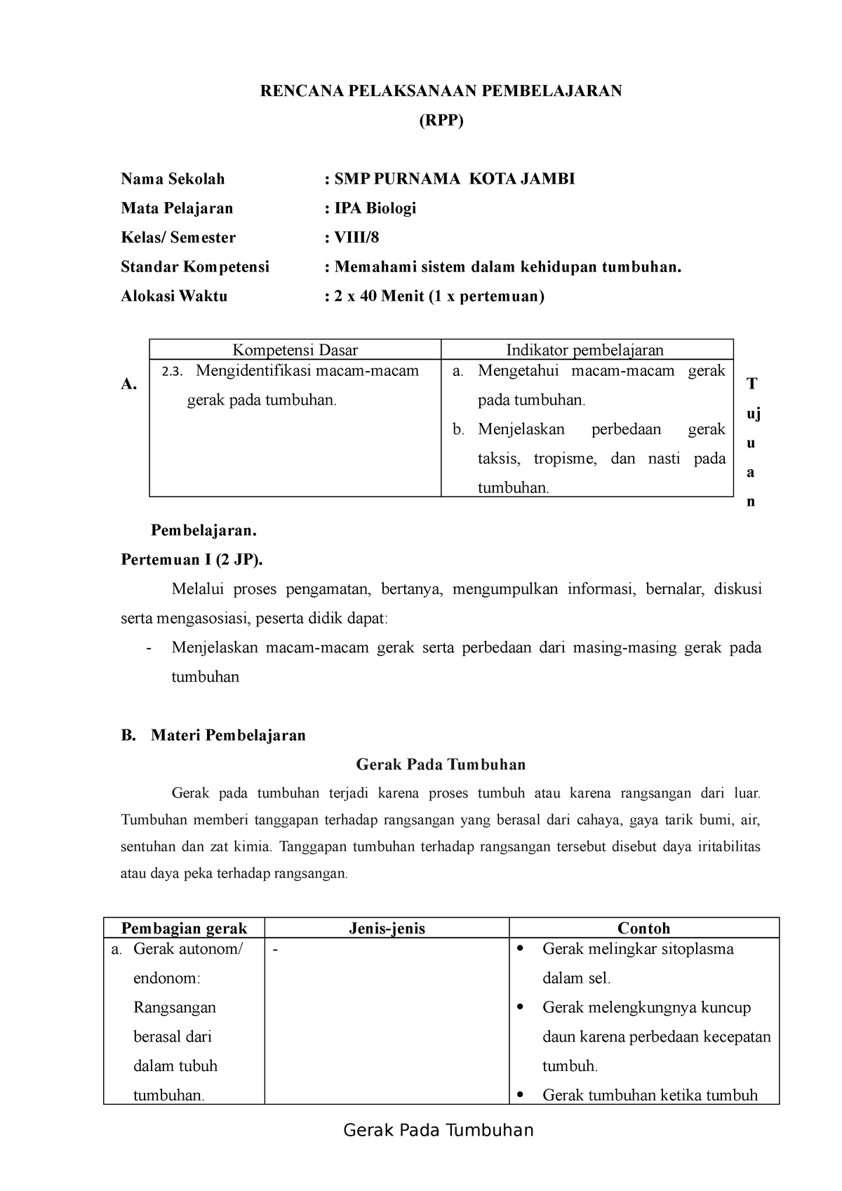 RPP IPA KLS 8 KD 2.3 - RENCANA PELAKSANAAN PEMBELAJARAN (RPP) Nama ...