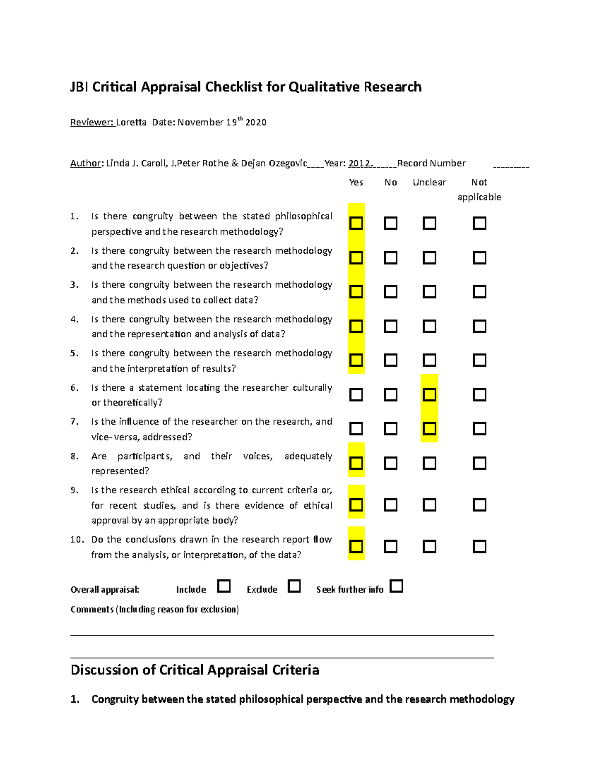 critical appraisal checklist for systematic reviews and research syntheses