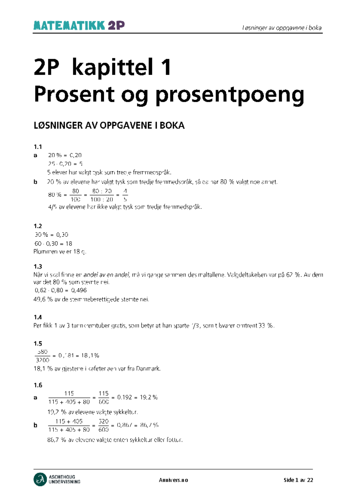 Fullstendig løsning 2P kap. 1 ...