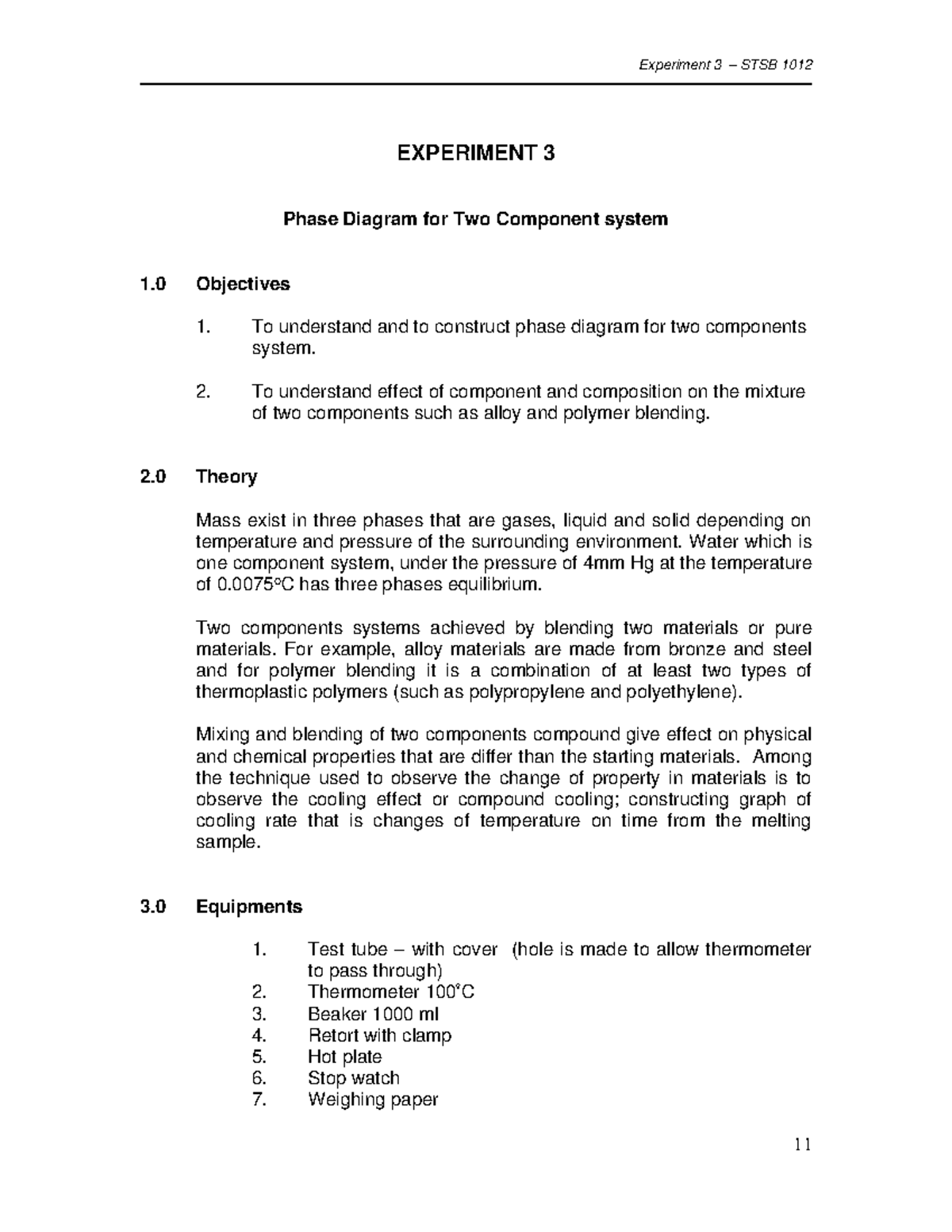 8 - Experiment 3 - Phase Diagram for Two Component system - Experiment ...