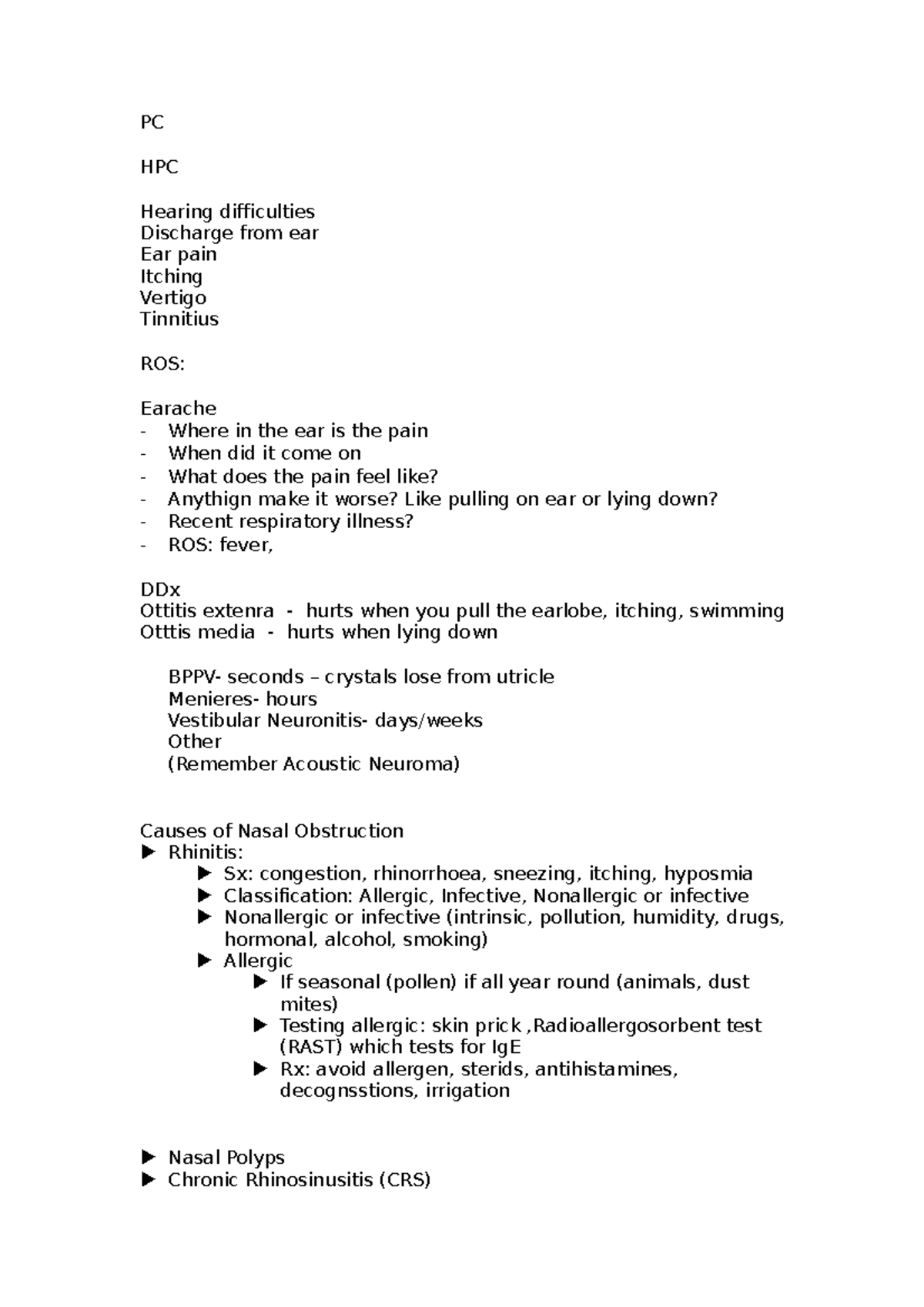 GP ENT Notes - A100 - QMUL - Studocu