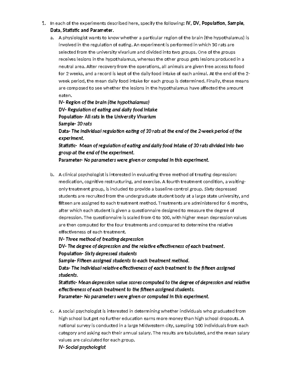 Activity 1 Number 4 - In Each Of The Experiments Described Here 