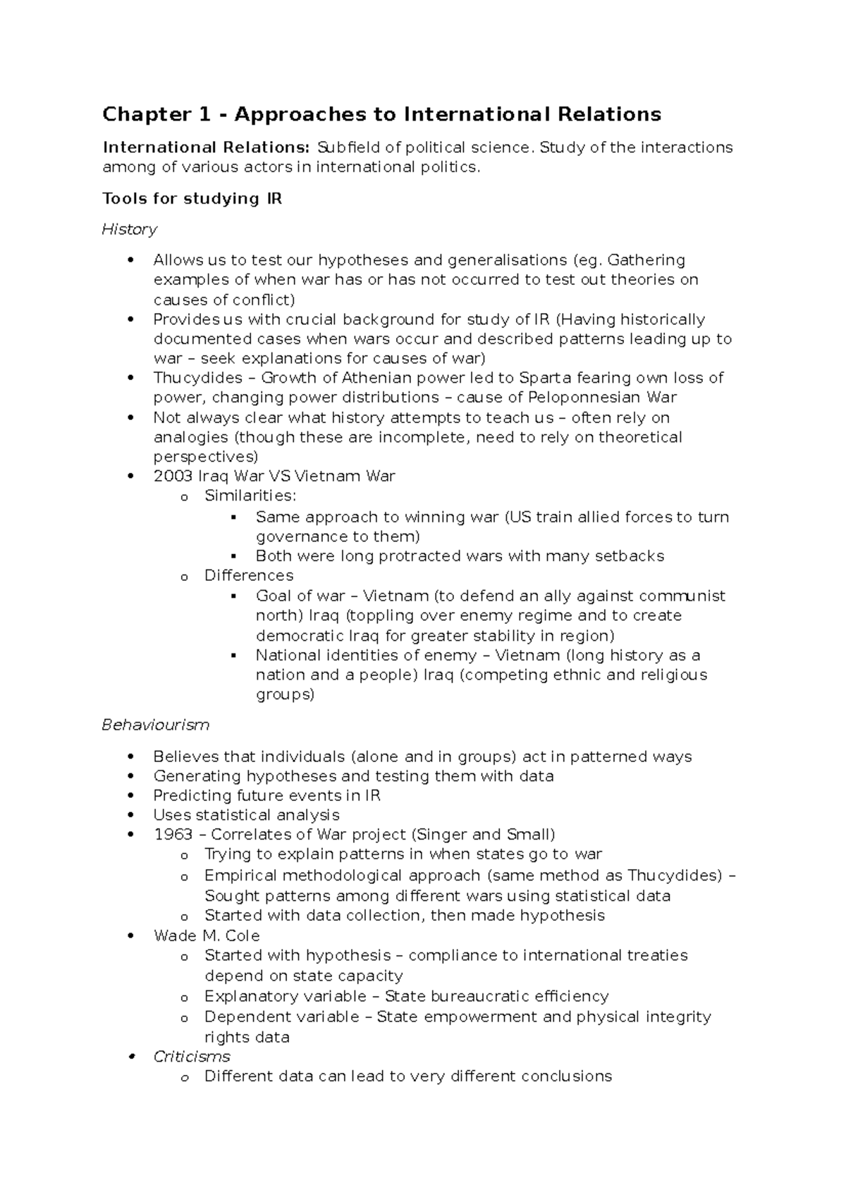 Ch 1-5 Summaries - Test prep - Chapter 1 - Approaches to International ...