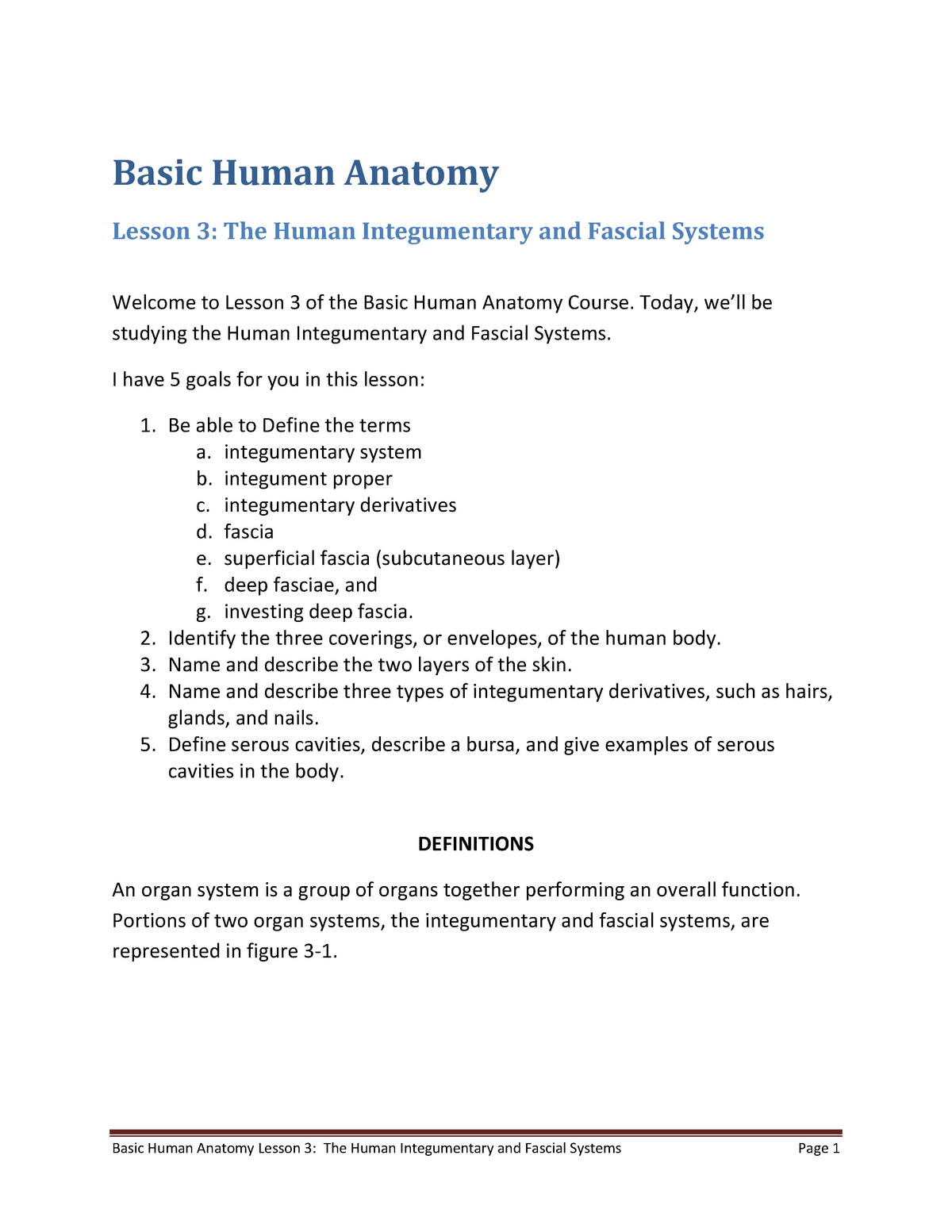 Anatomy 3 Lecture Notes - Basic Human Anatomy Lesson 3: The Human ...