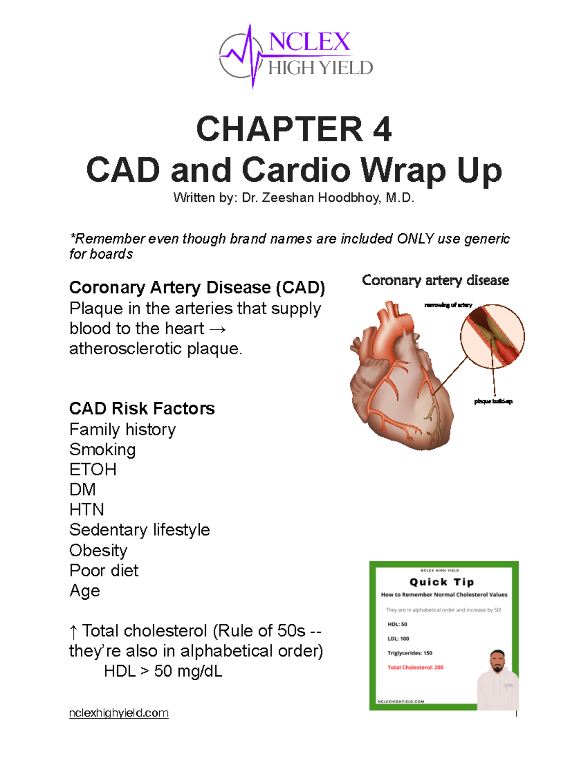 CAD Cardio Wrap Up 12-2-22 - NURS G009 - OCC - Studocu