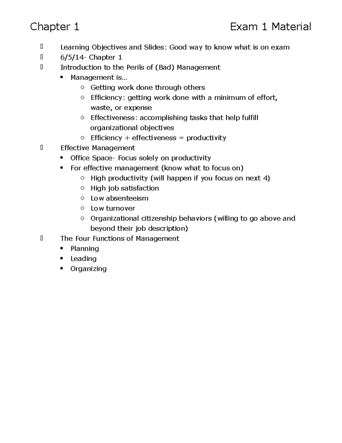 Lecture notes, all lectures - Chapter 1 Exam 1 Material Learning ...