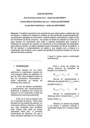 TRABALHO DE CIÊNCIAS (Velocidade Média) Leis de Newton, PDF, Leis do  Movimento de Newton