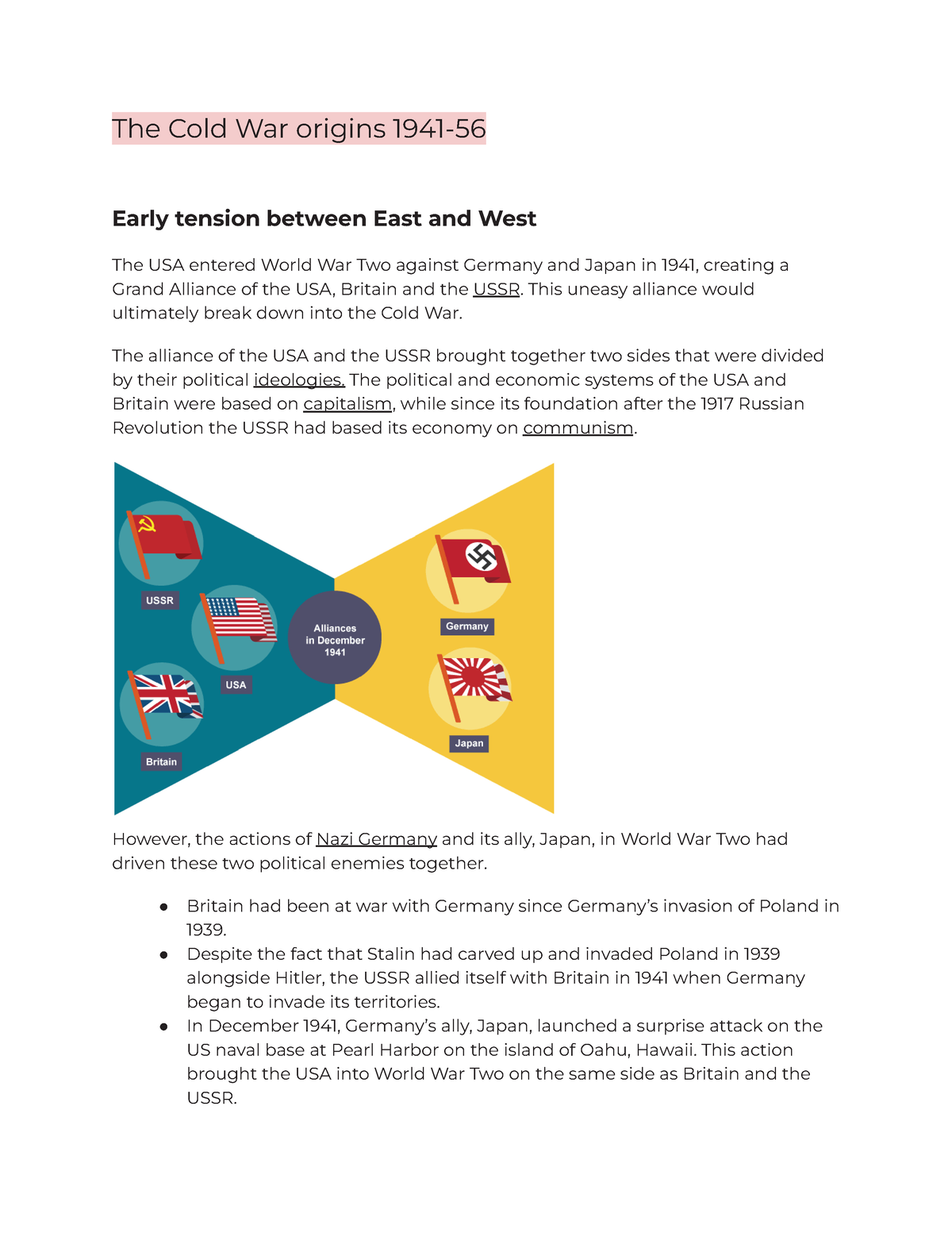 CORE 4 & 5 - Igcse - The Cold War Origins 1941- Early Tension Between ...