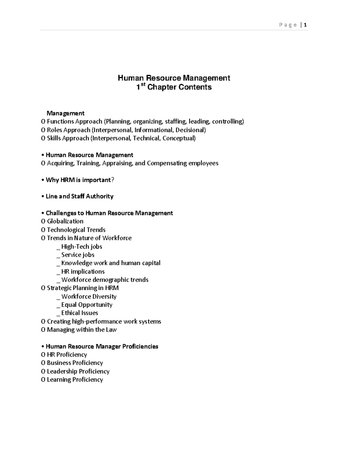 1st Chapter HRM - Human Resource Management 1 st Chapter Contents ...