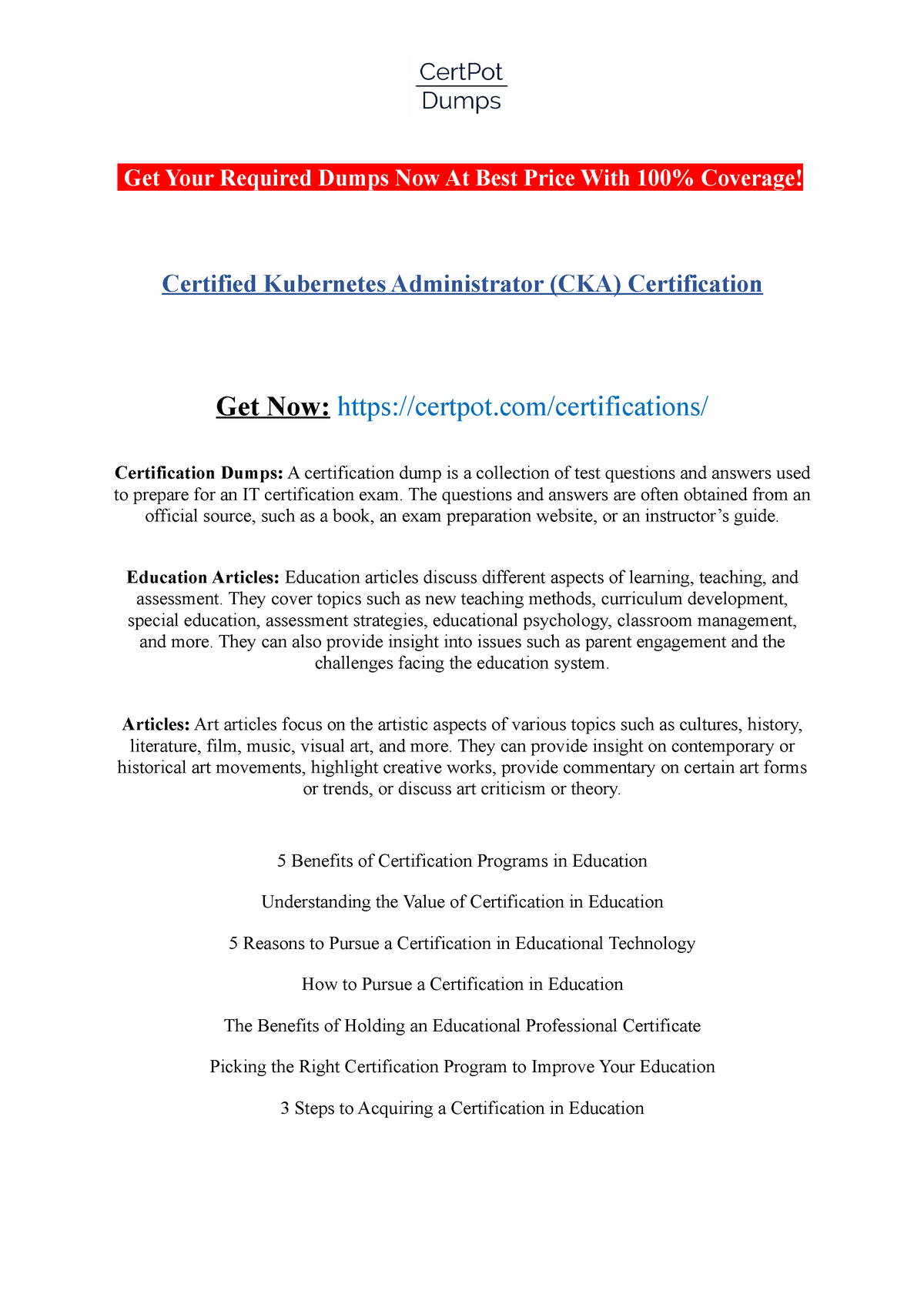 Certified Kubernetes Administrator (CKA) Certification Get Your