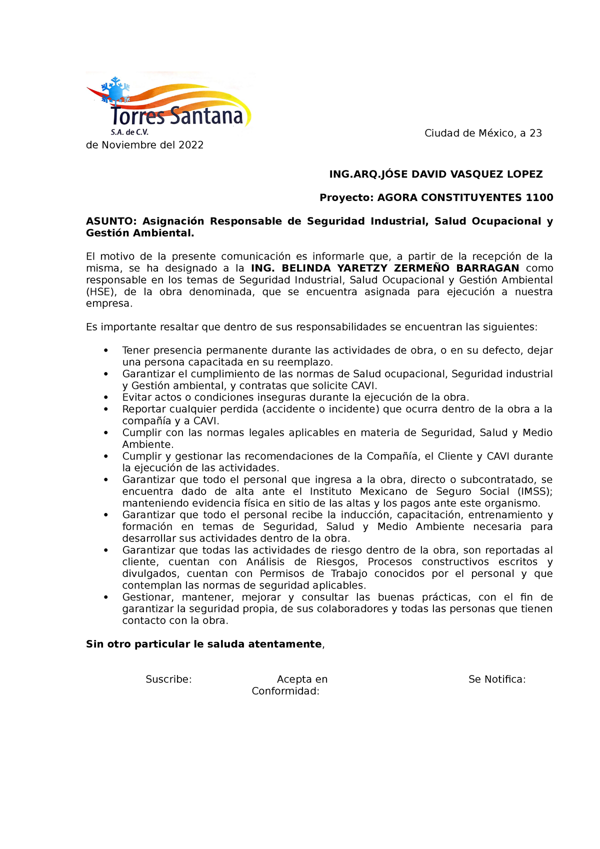 Carta De Asignacion Del Auditor Docx Carta De Asignac