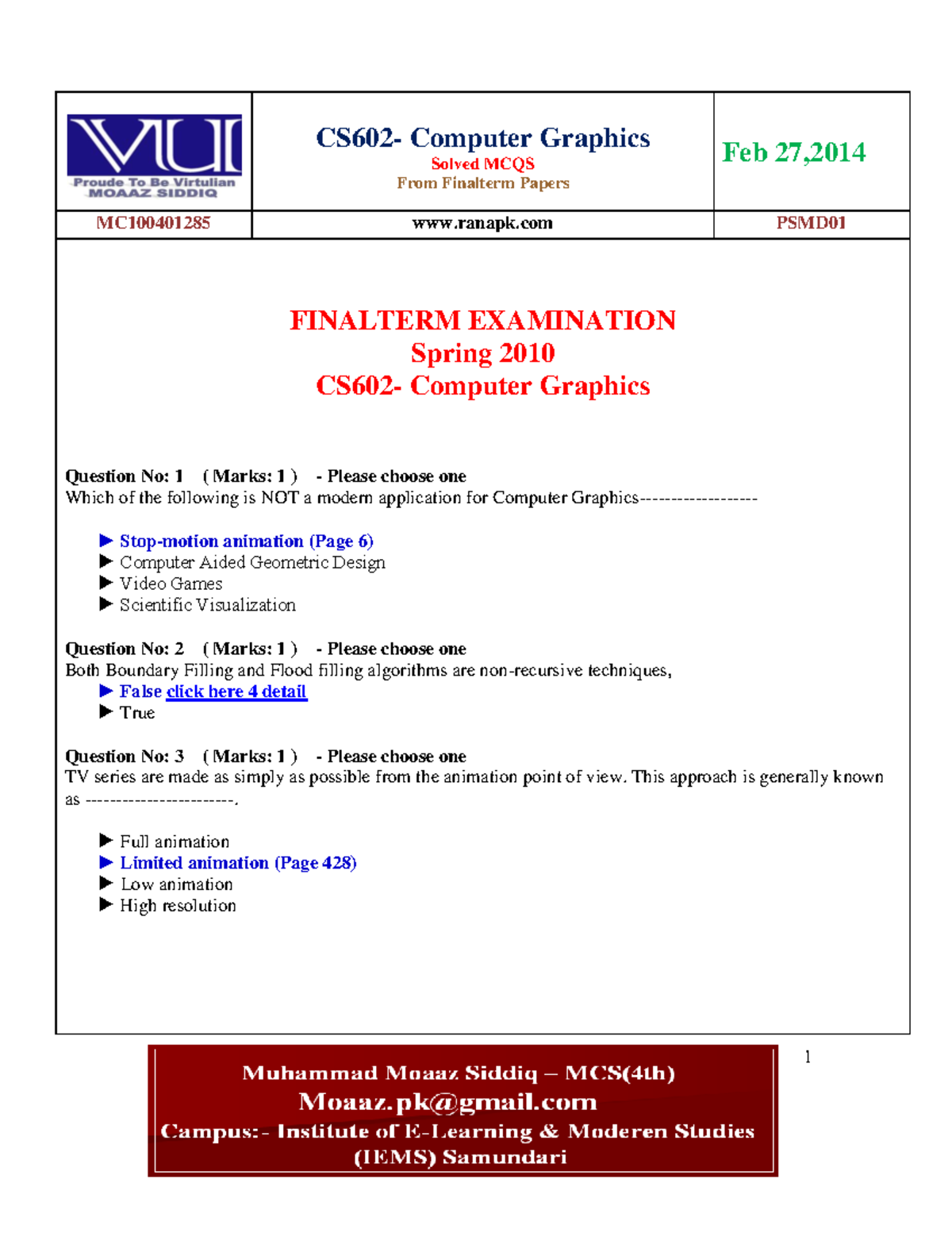 CS602-Final Term-MCQs With Referencesby Moaaz - CS602- Computer ...