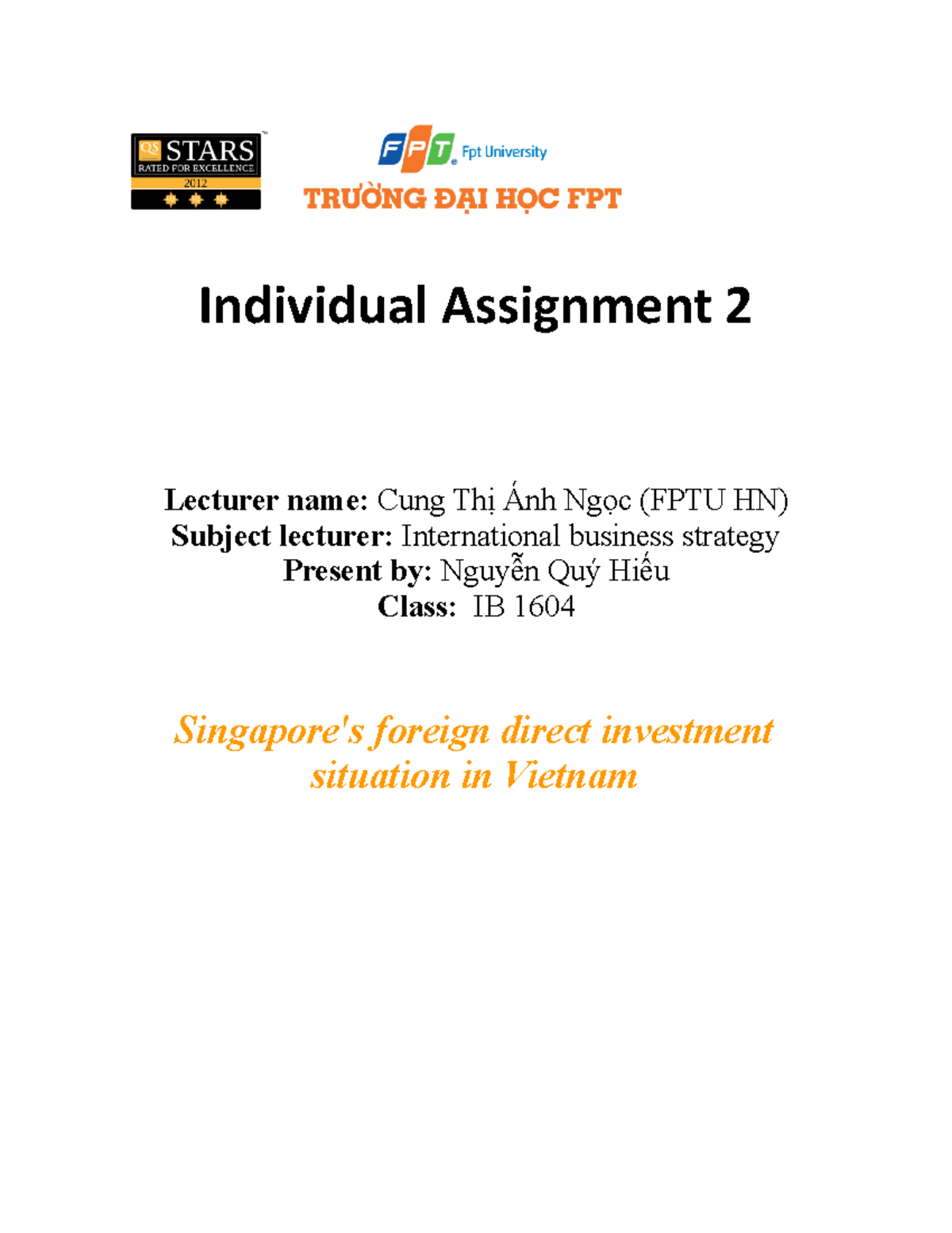 Individual Assignment 2 - - Studocu