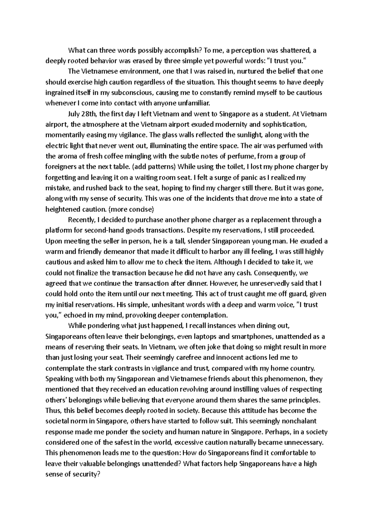 Second Draft - This is an essay - What can three words possibly ...