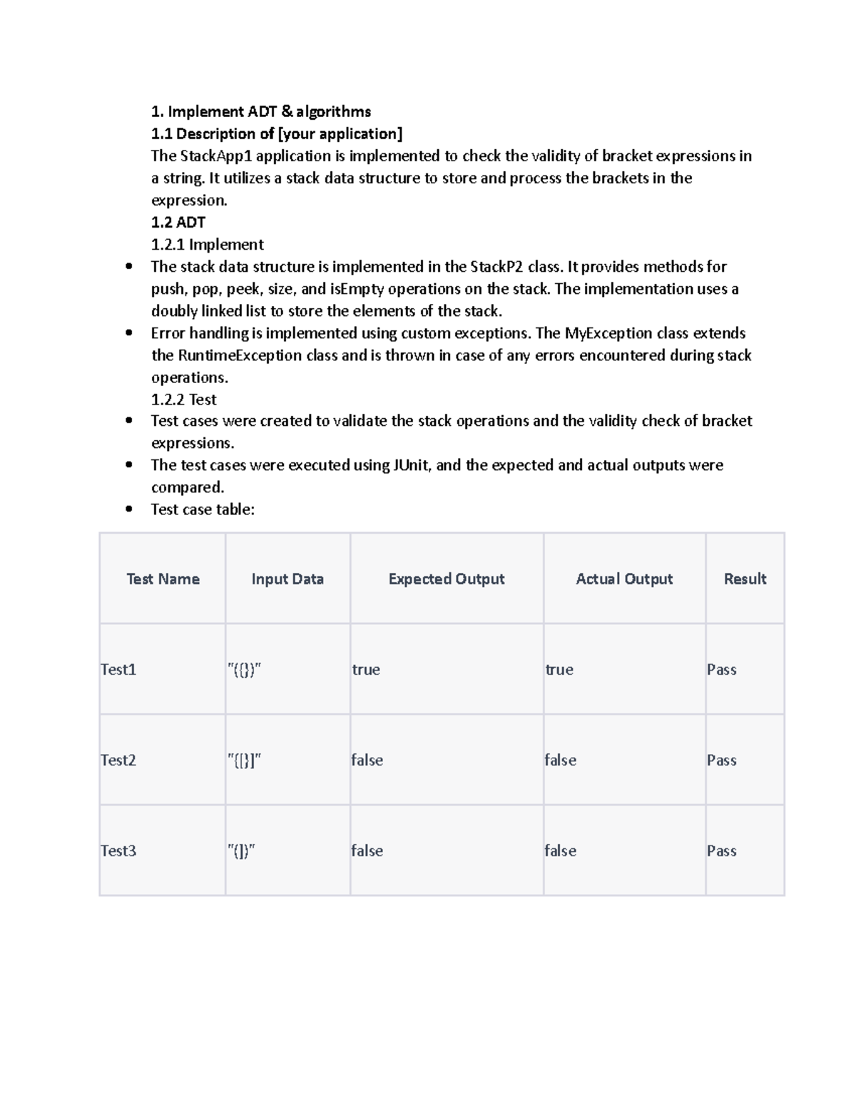 Giải thích code fg coi Implement ADT & algorithms 1 Description of