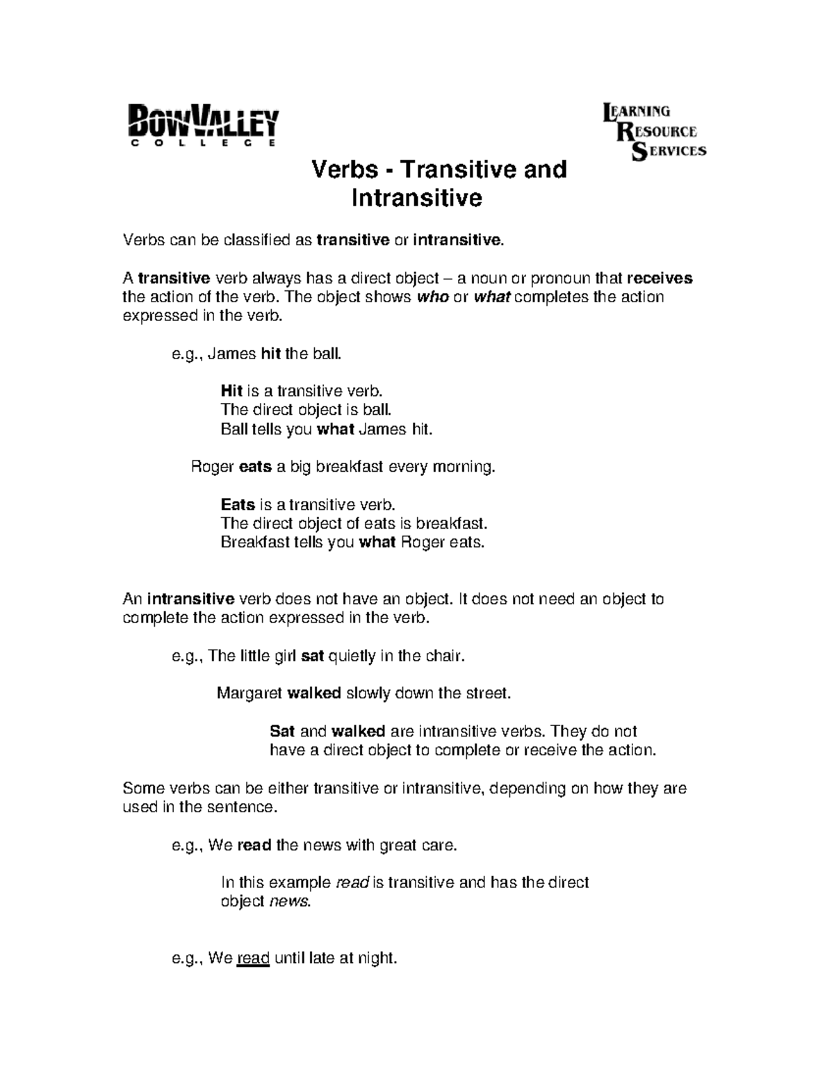 Grammar-verb trans - dasdasd - Verbs - Transitive and Intransitive ...