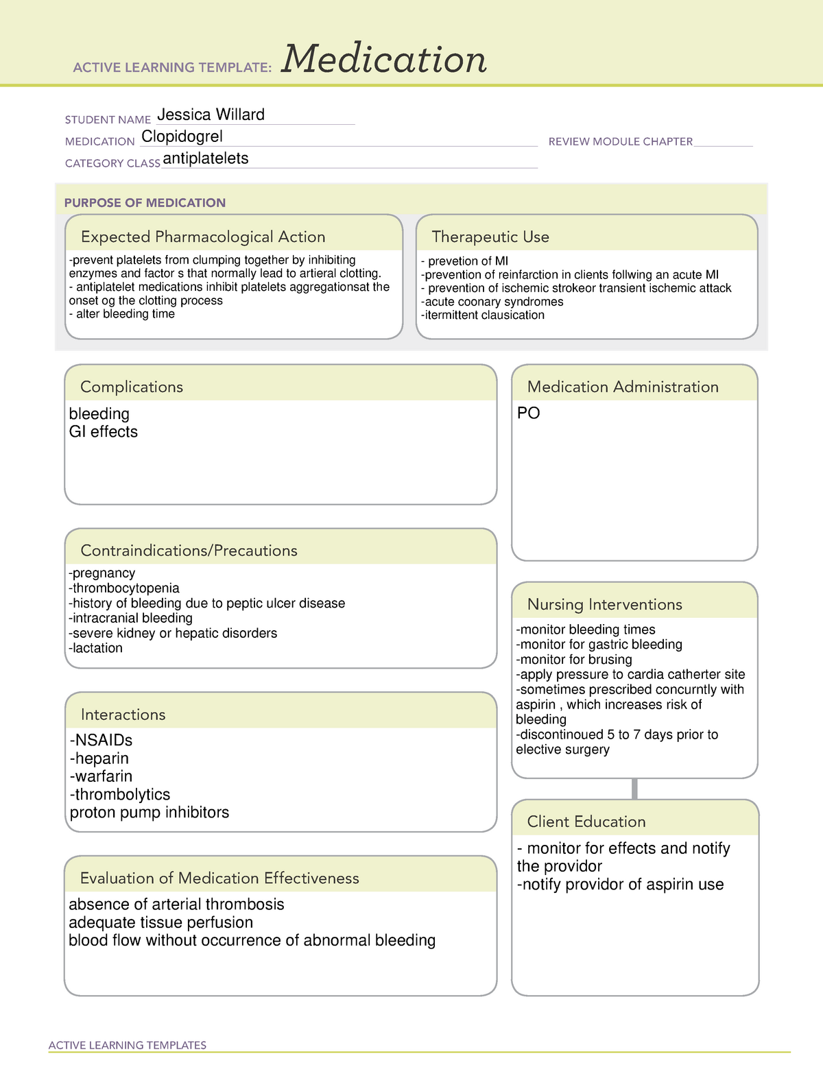 Clopidogrel Studocu