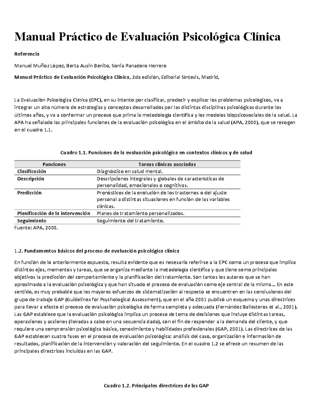 Manual Práctico De Evaluación Psicológica Clínica - Manual Práctico De ...