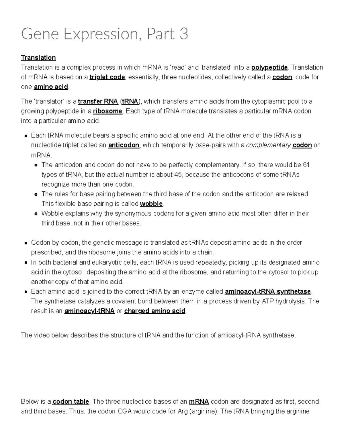 Gene Expression, Part 3 Gen Biology Intro To The Cell - Spring 2019 ...