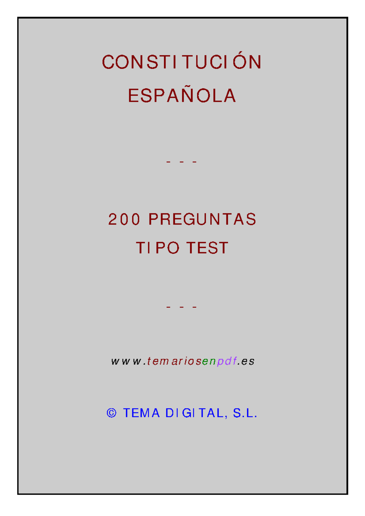 200 Test Temario De La Constitución Española De 1978 - CONSTITUCIÓN ...