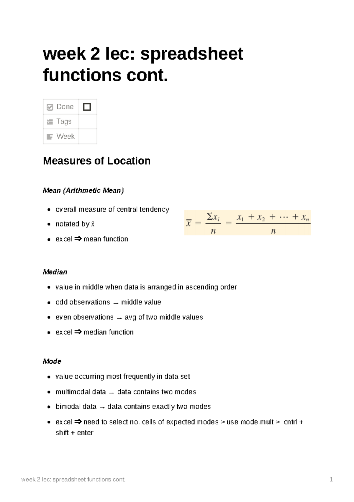 Week 2 spreadsheet functions pt 2 - week 2 lec: spreadsheet functions ...