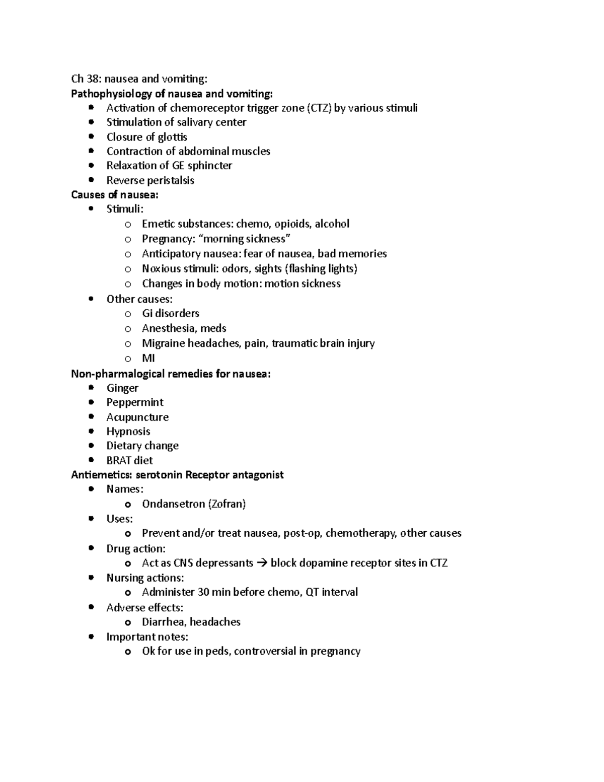 Ch 38. nausea and vomiting - Ch 38: nausea and vomiting ...