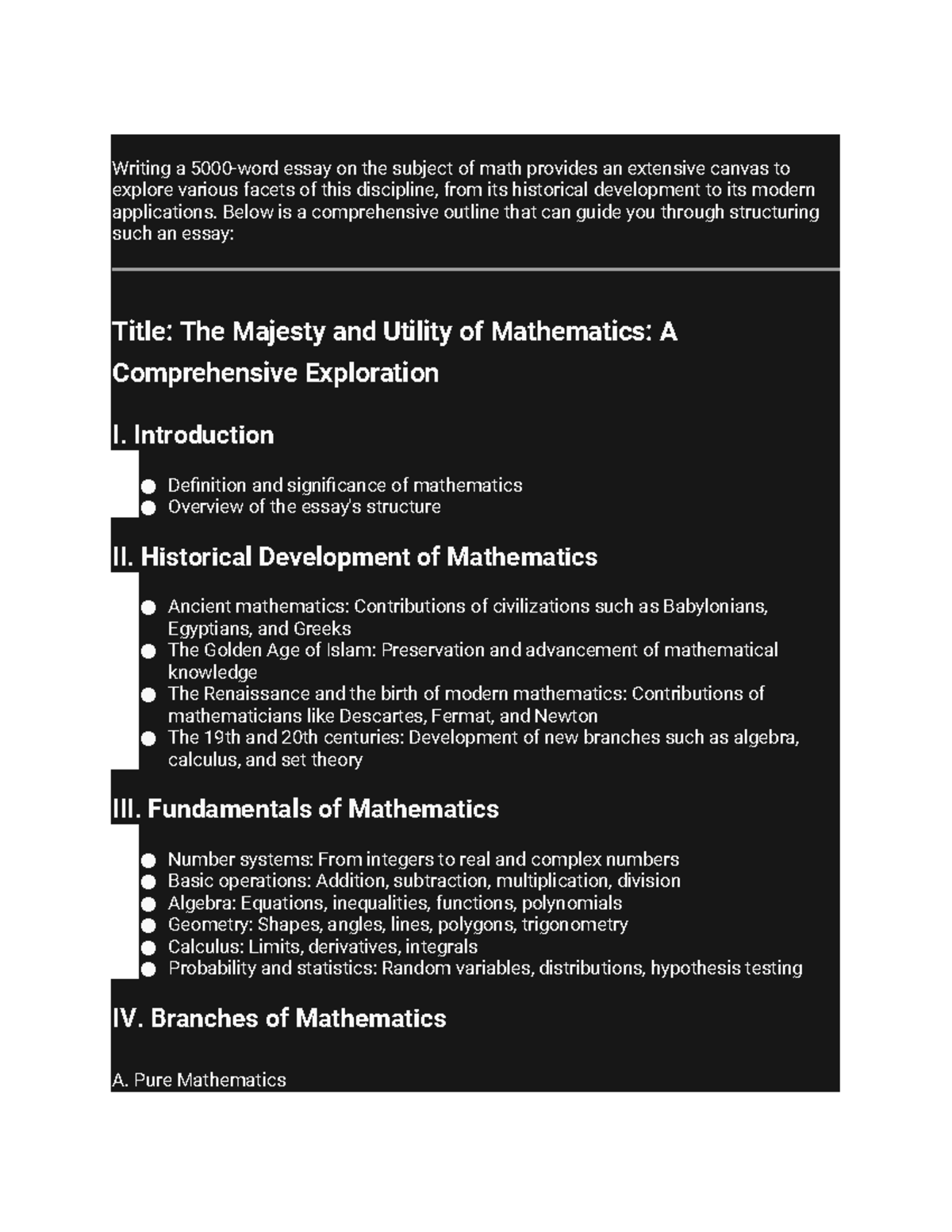 MATH 2331 - IMPORTANT - Writing a 5000-word essay on the subject of ...