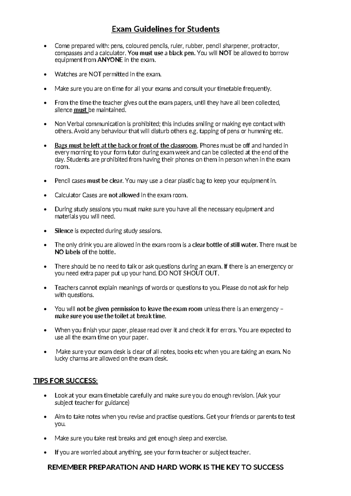 EXAM Guidelines FOR Students - Exam Guidelines for Students Come ...