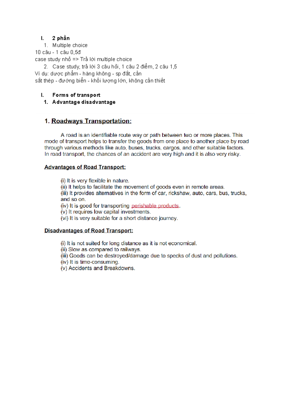Transportation - Note of summary of taxes - I. 2 phần 1. Multiple ...