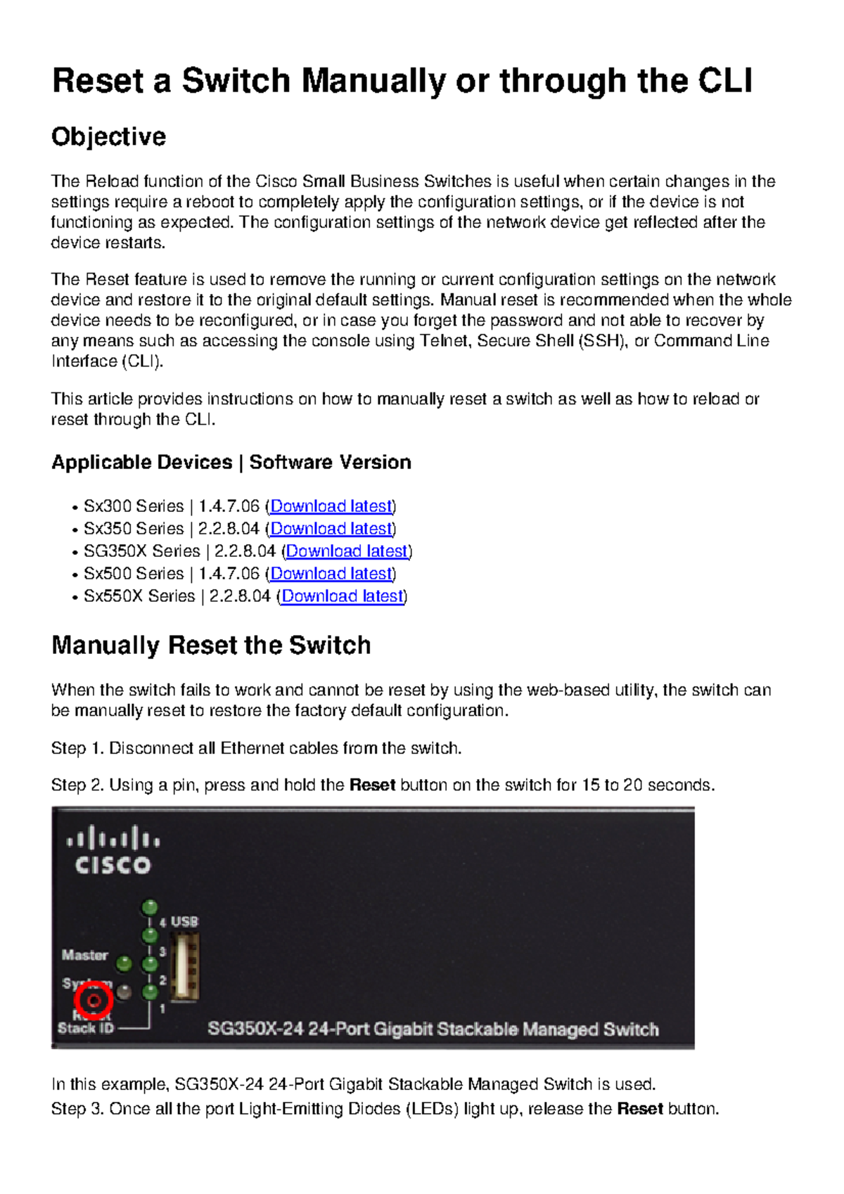 Smb5559 how to manually reload or reset a switch through the command ...