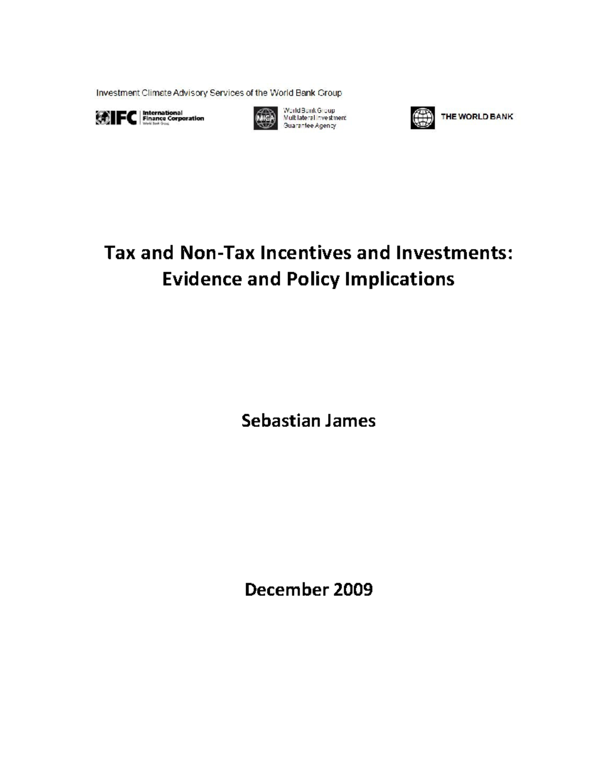 Incentives and Investments Final Version Tax and NonTax Incentives