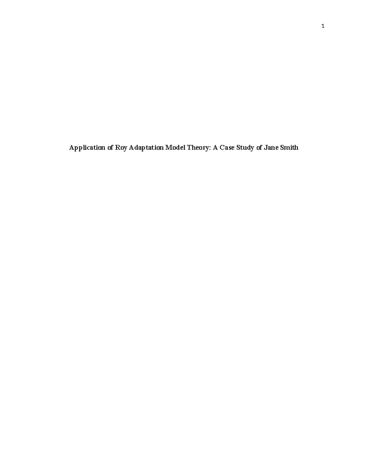 Reflection Paper Roy Adaptation - Application of Roy Adaptation Model ...