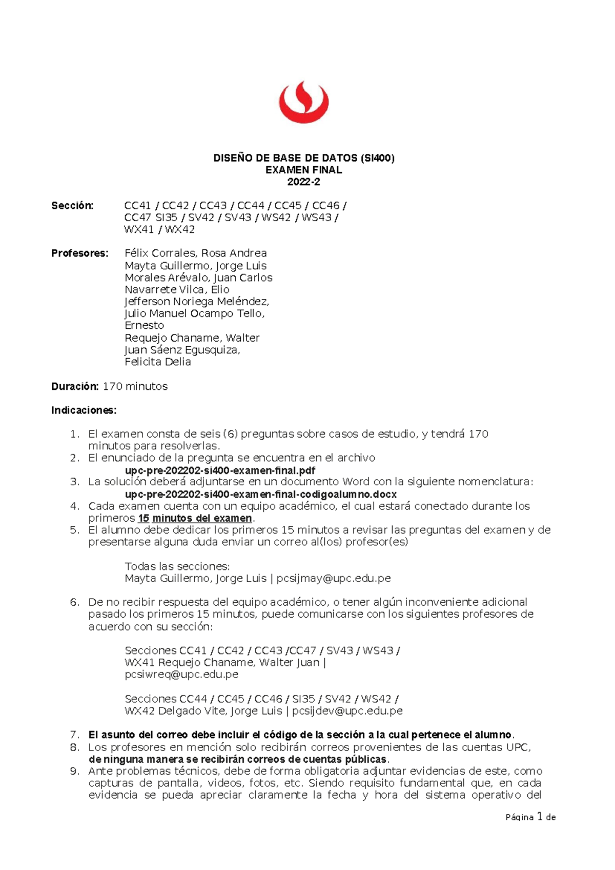 Upc Pre 202202 Si400 Examen Final U20211 A693 DiseÑo De Base De Datos Si400 Examen Final 3157