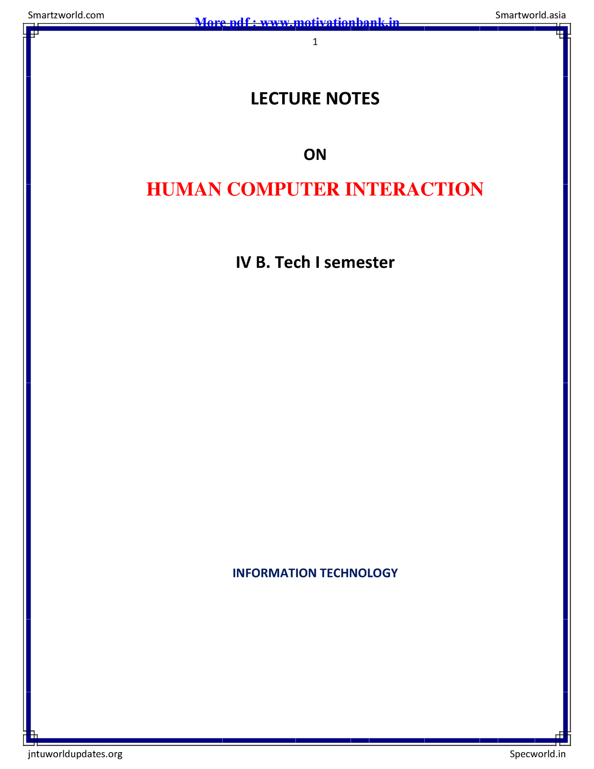 Human Computer Interaction - 1 LECTURE NOTES ON HUMAN COMPUTER ...