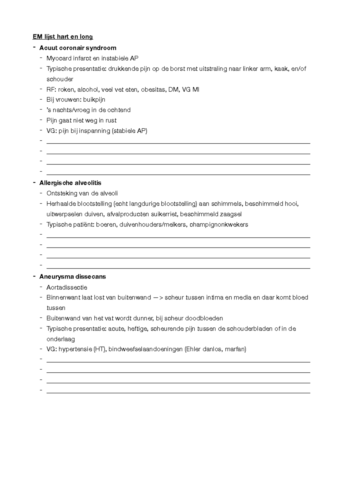 EM lijsten uitgewerkt vraagstukken borst en nier - EM lijst hart en ...