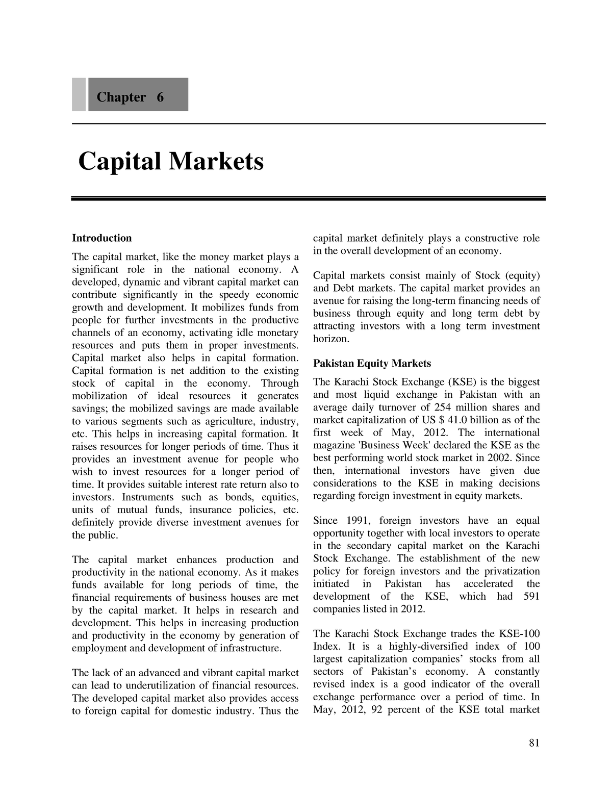 literature review on capital market