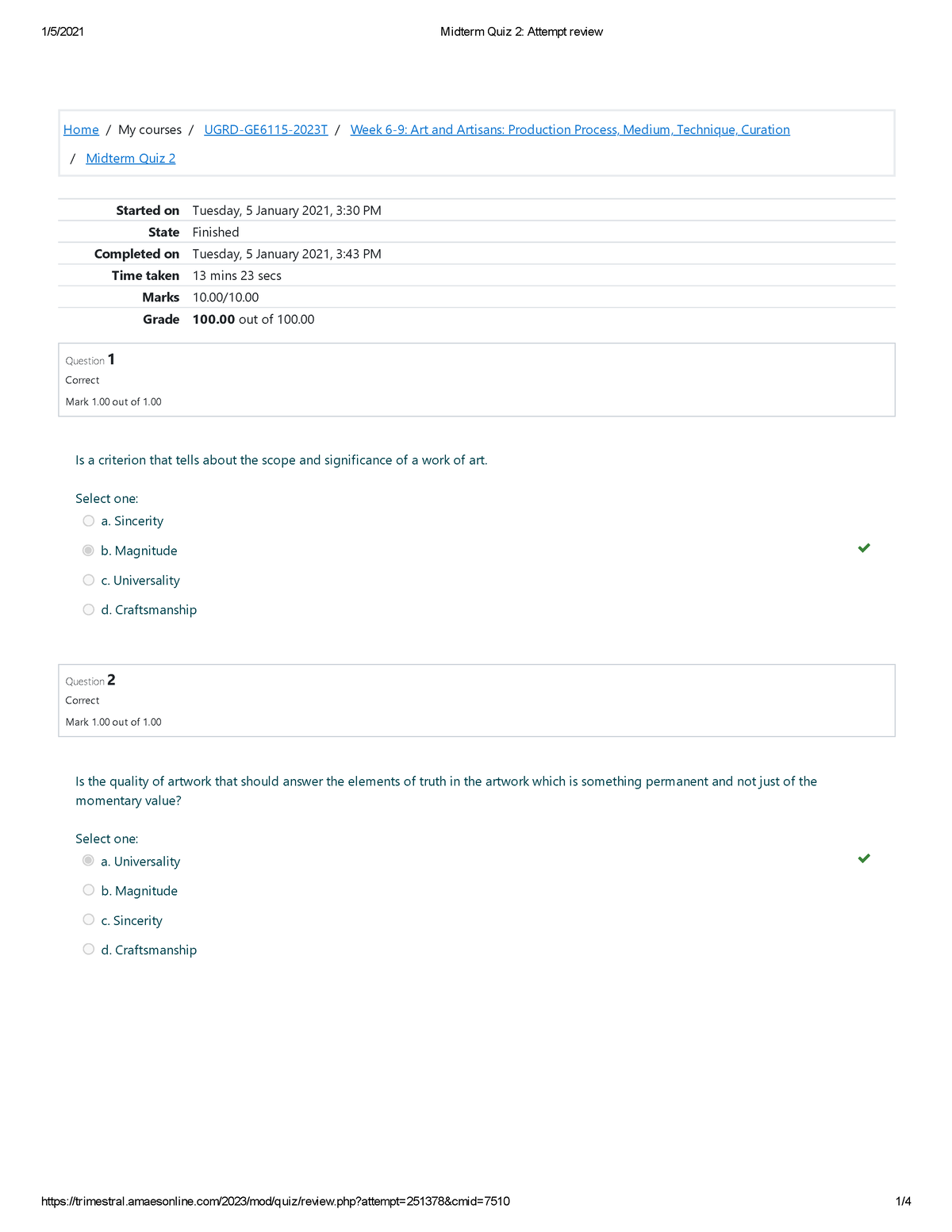 Midterm Quiz 2 Attempt Review - Home/My Courses/ UGRD-GE6115-2023T ...