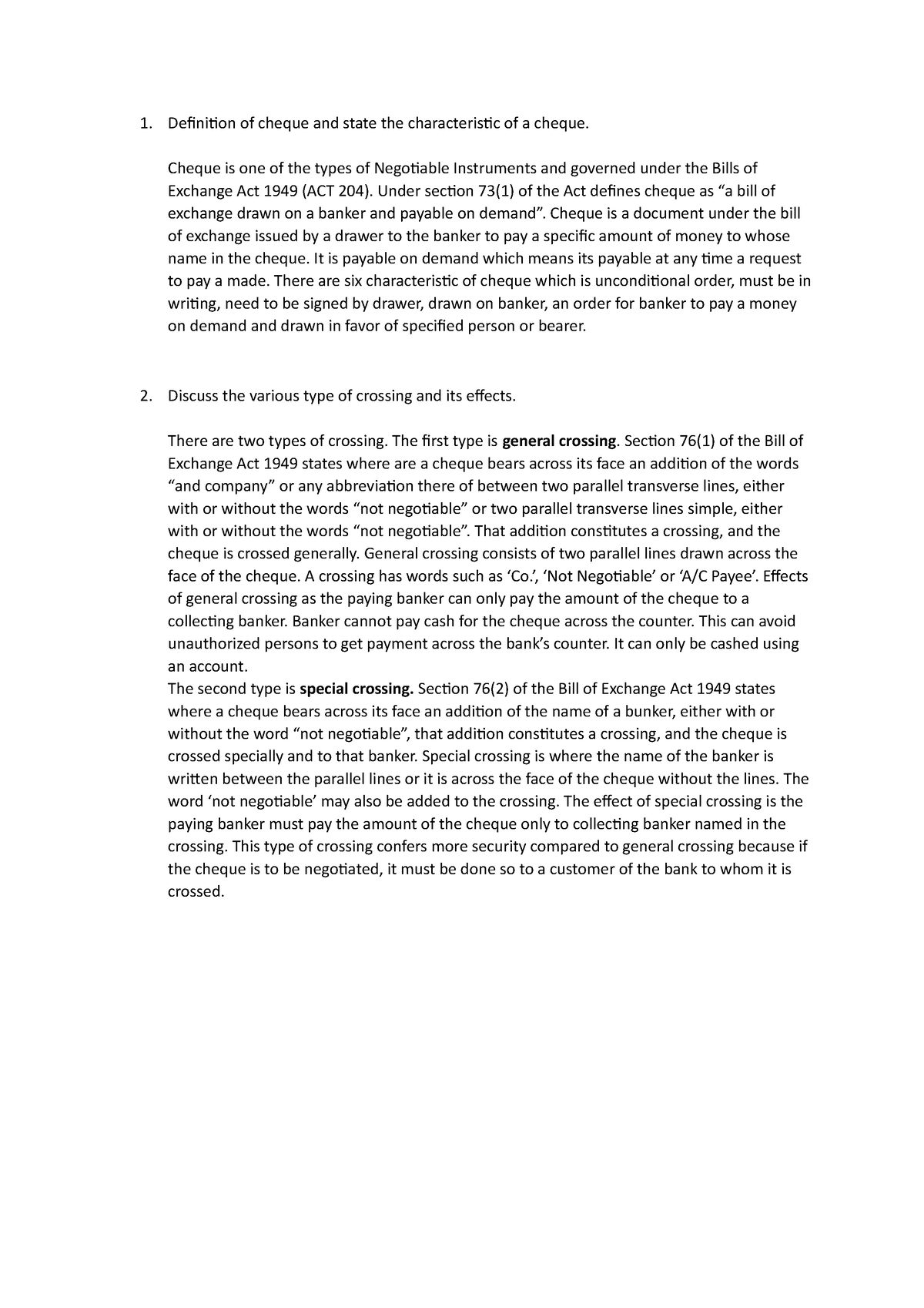 cheque-exe-tuto-definition-of-cheque-and-state-the-characteristic-of-a-cheque-cheque-is-one