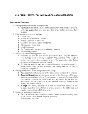 Assignment No. 2 Chapter 2 IT - CHAPTER 2: TAXES, TAX LAWS AND TAX ...