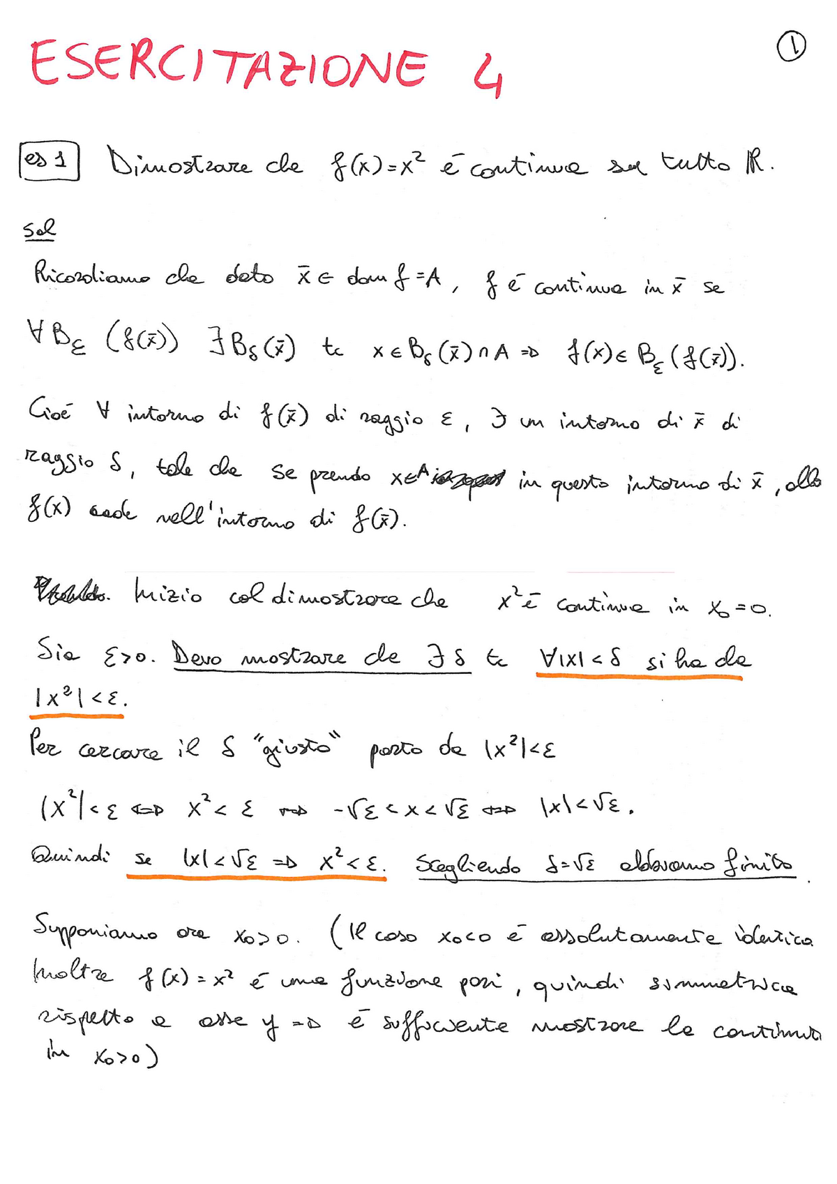 Esercitazione 4 Analisi Matematica I Studocu