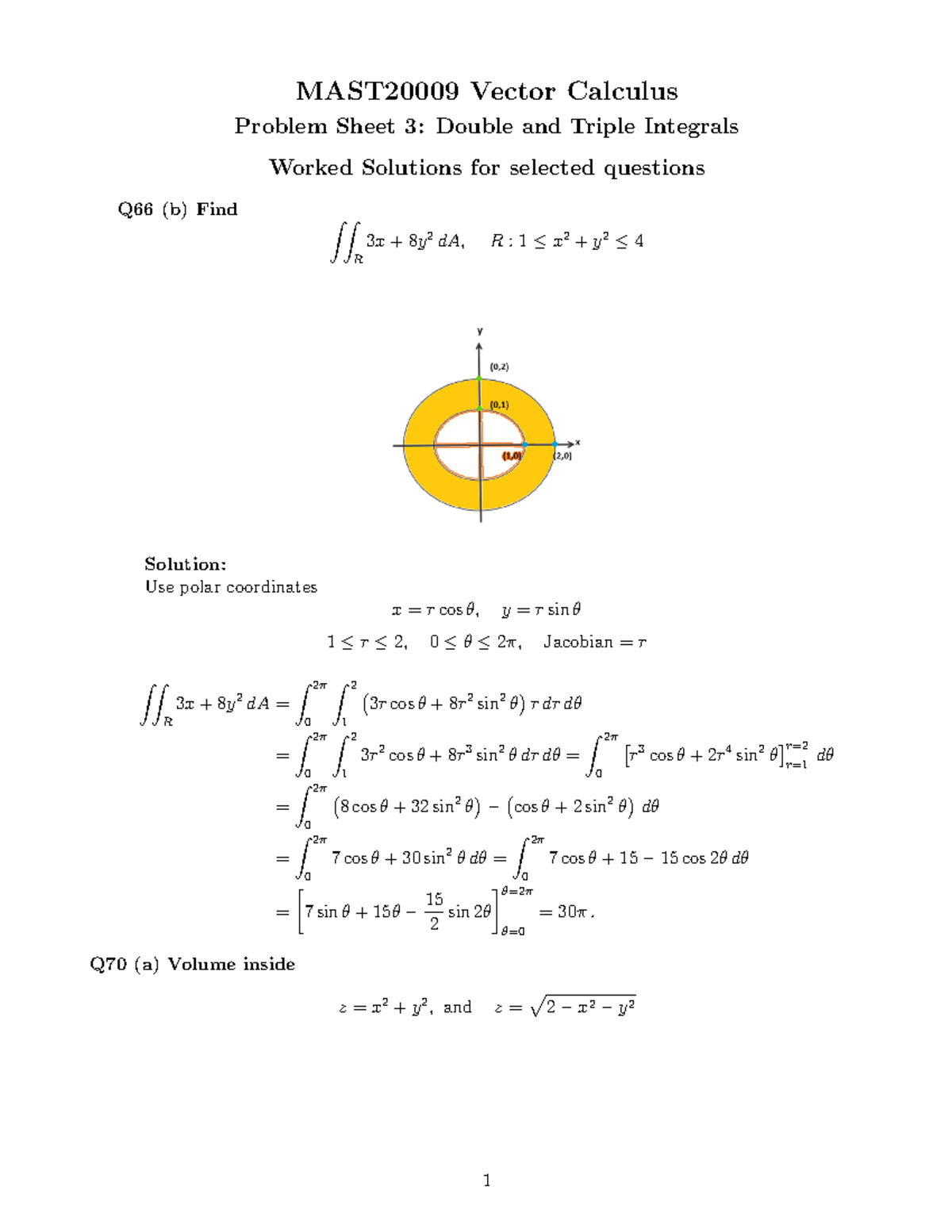 Worked Solutions 3.3-2024S2 - MAST20009 Vector Calculus Problem Sheet 3 ...